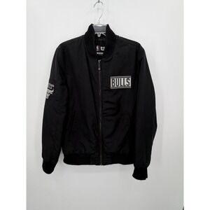 NBA‎ Chicago Bulls Black  Zip Up Mens Jacket Size Medium Bomber Logo